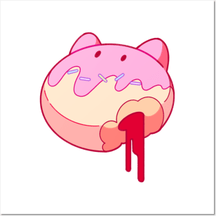 Neon Cat Strawberry Donut Posters and Art